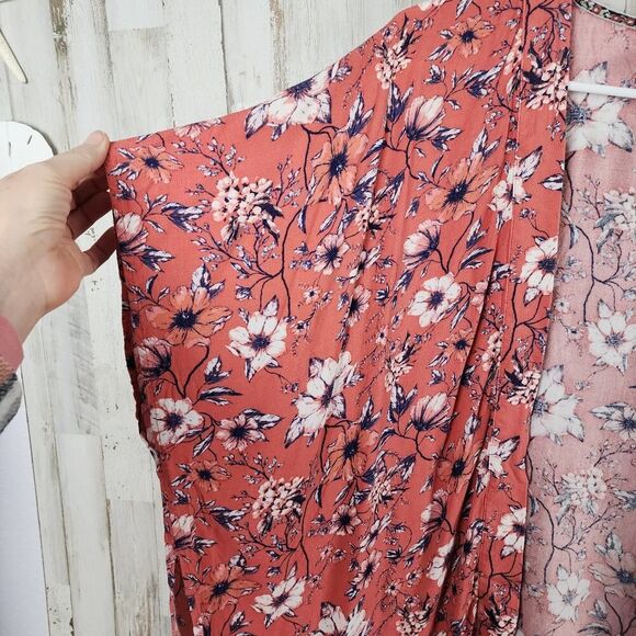 Knox Rose Desert Coral Floral Tassel Cardigan Size XS/S - Picture 6 of 11
